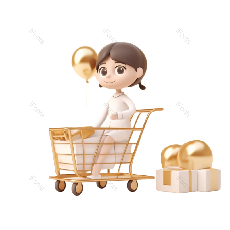卡通图片,网上购物元素,插画PNG,女人免抠素材